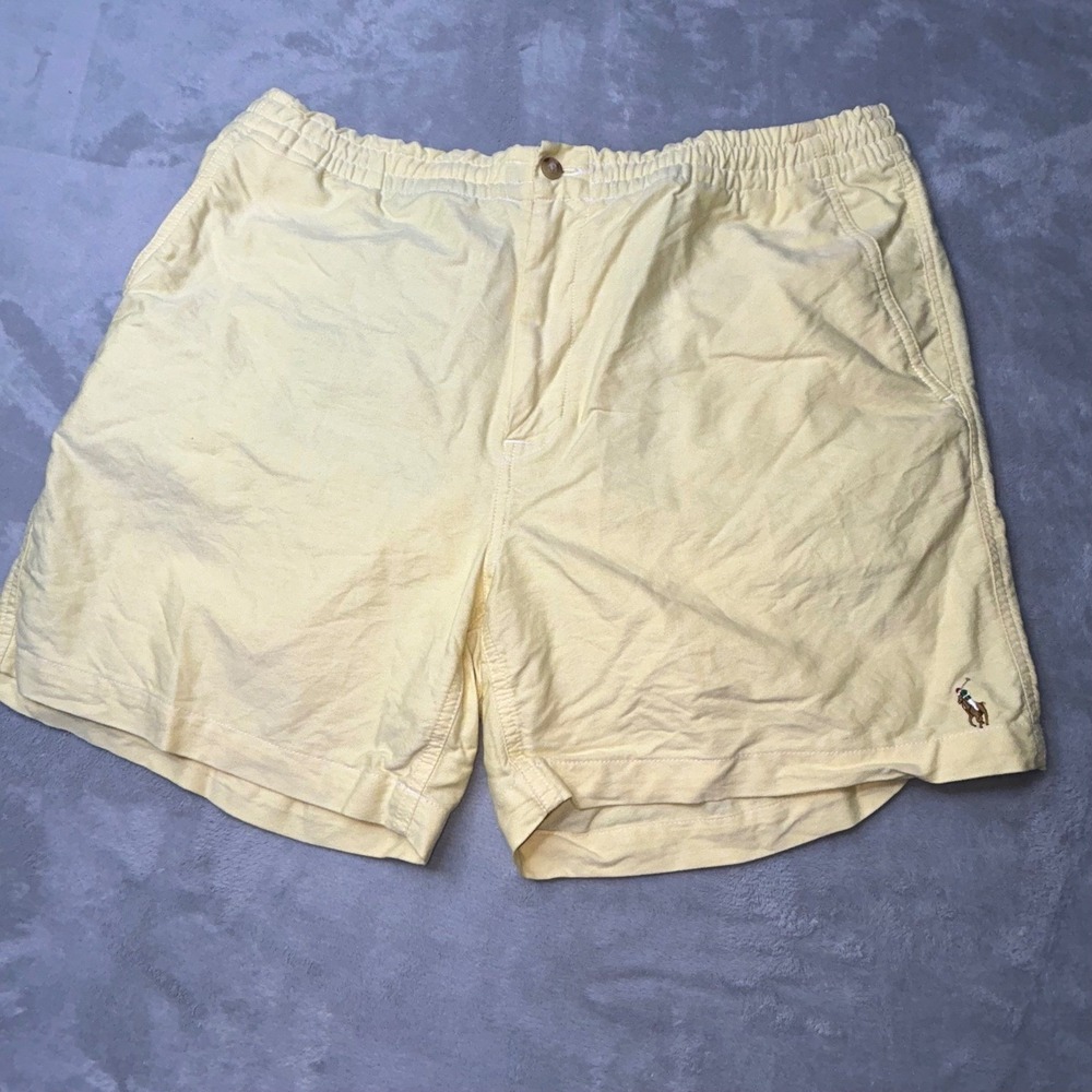 Polo Ralph Lauren Mens XXL Yellow Oxford Cotton Elastic Waist Shorts 0572